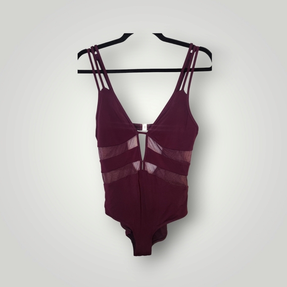 Jets Austalia Jessika Allen Plunge One Piece maroon bodysuit size 8 - Picture 11 of 16
